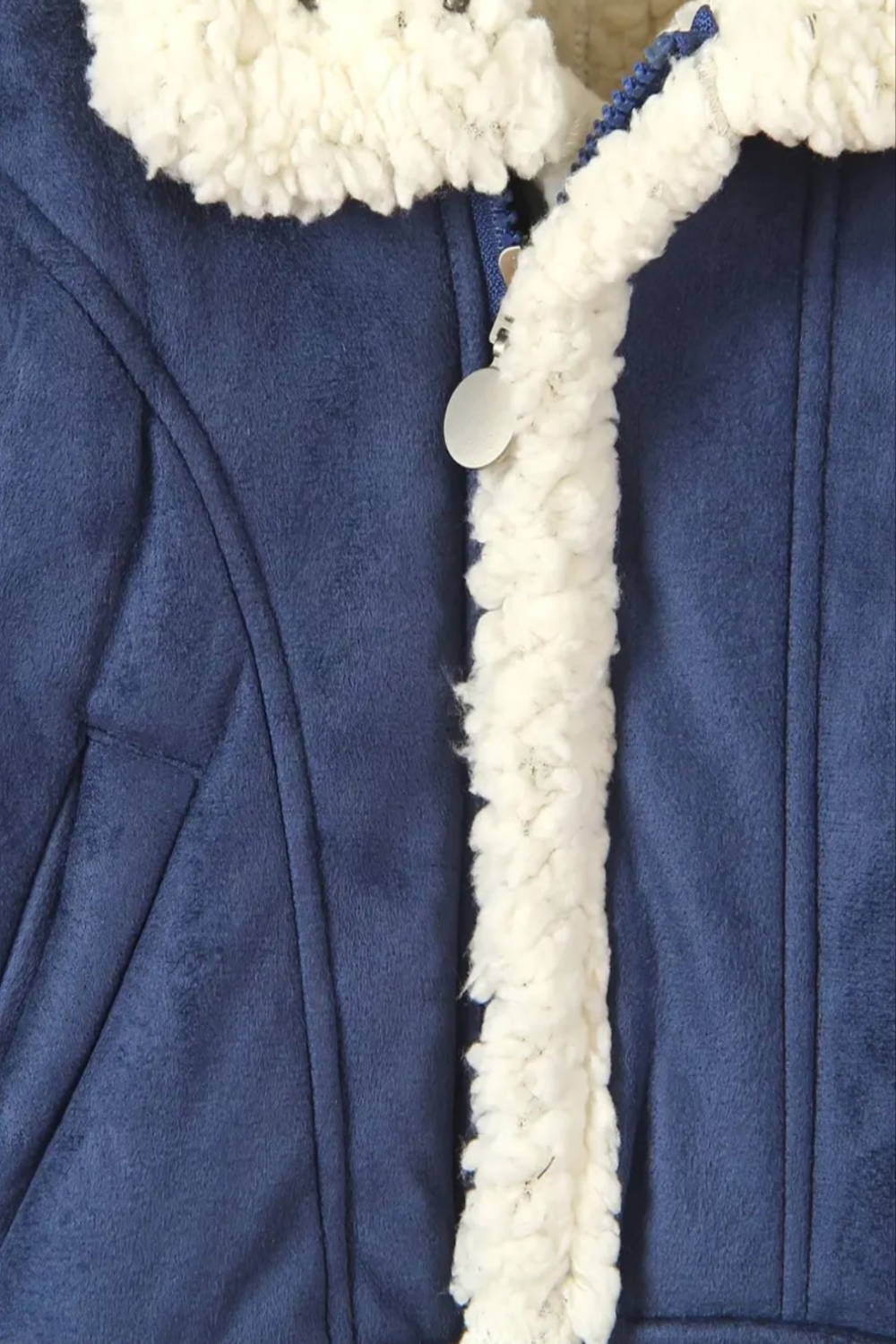 Winterjas Piloot van suedesette met voering blauw