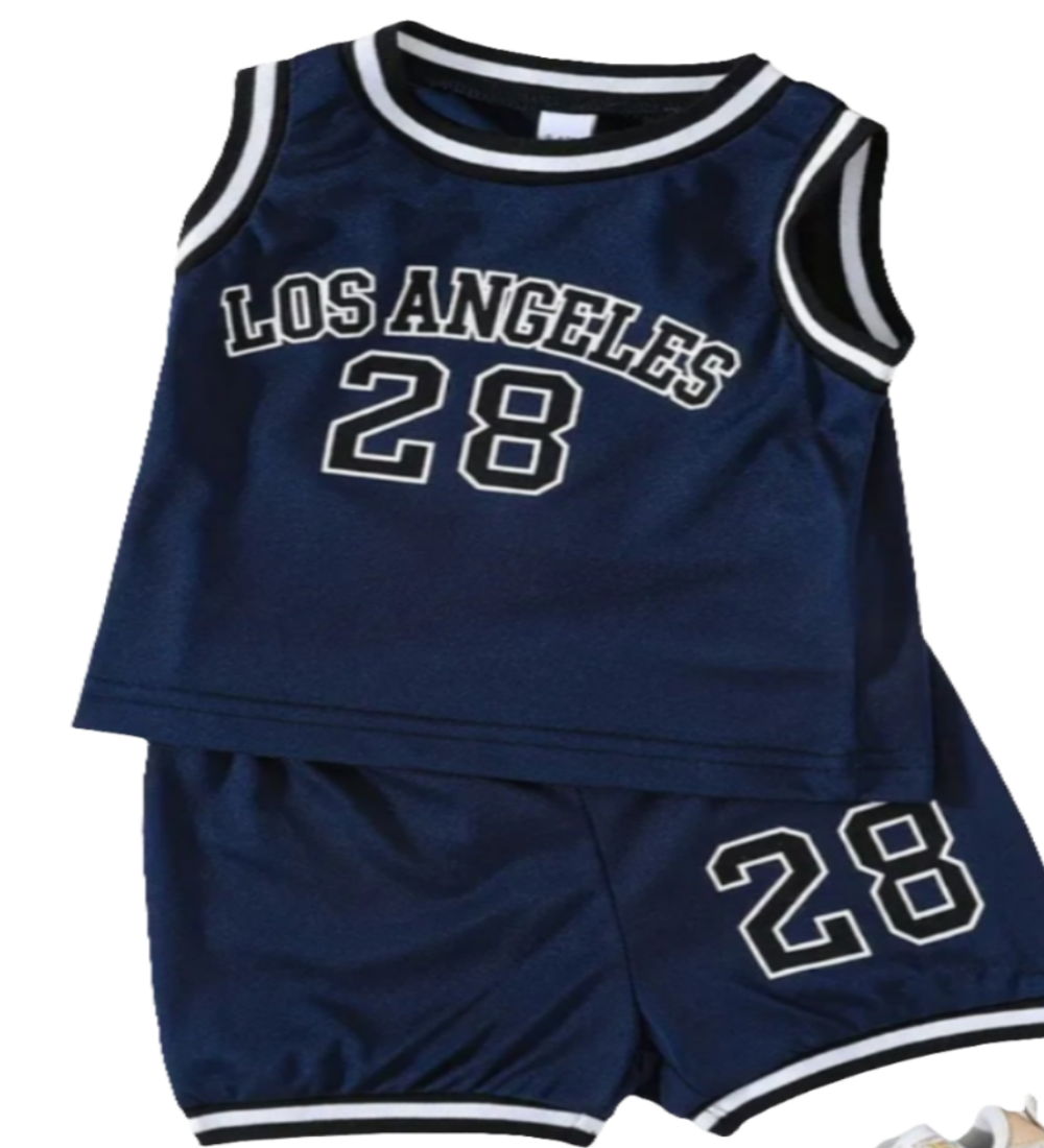 Basketball Singlet met "Los Angeles 28" donkerblauw