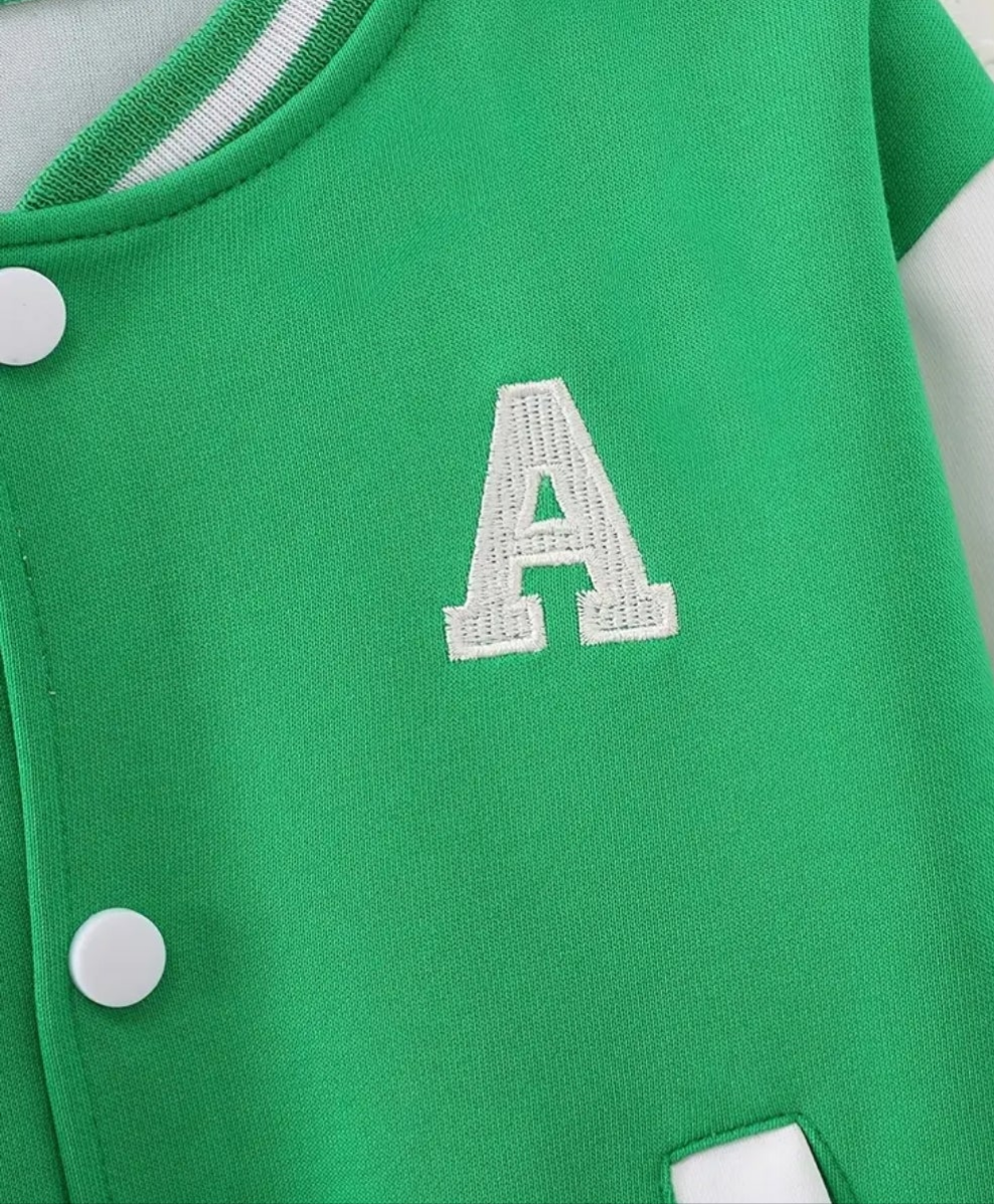 Baseballjack groen-wit "A"