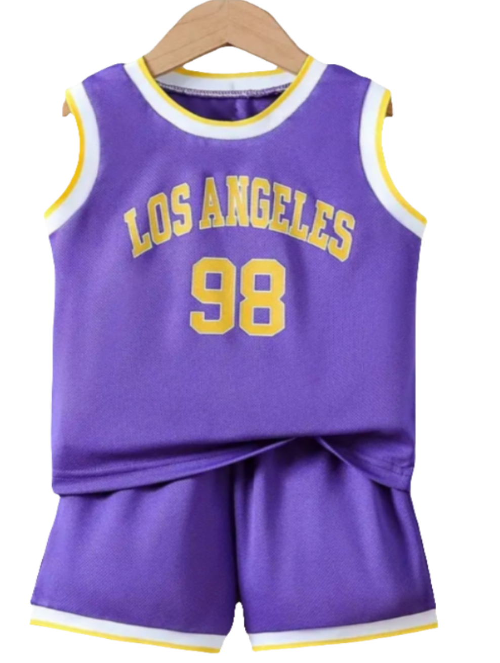 Basketball  Singlet en short  "LOS ANGELES 98" paars/geel