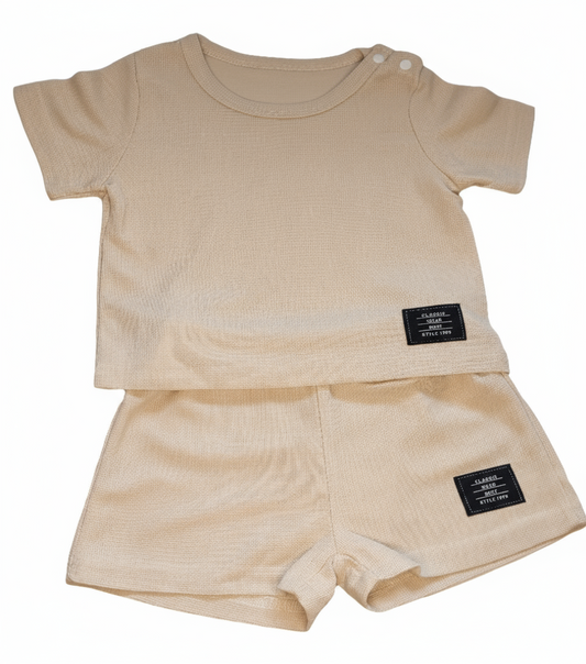Set: shirt met short beige