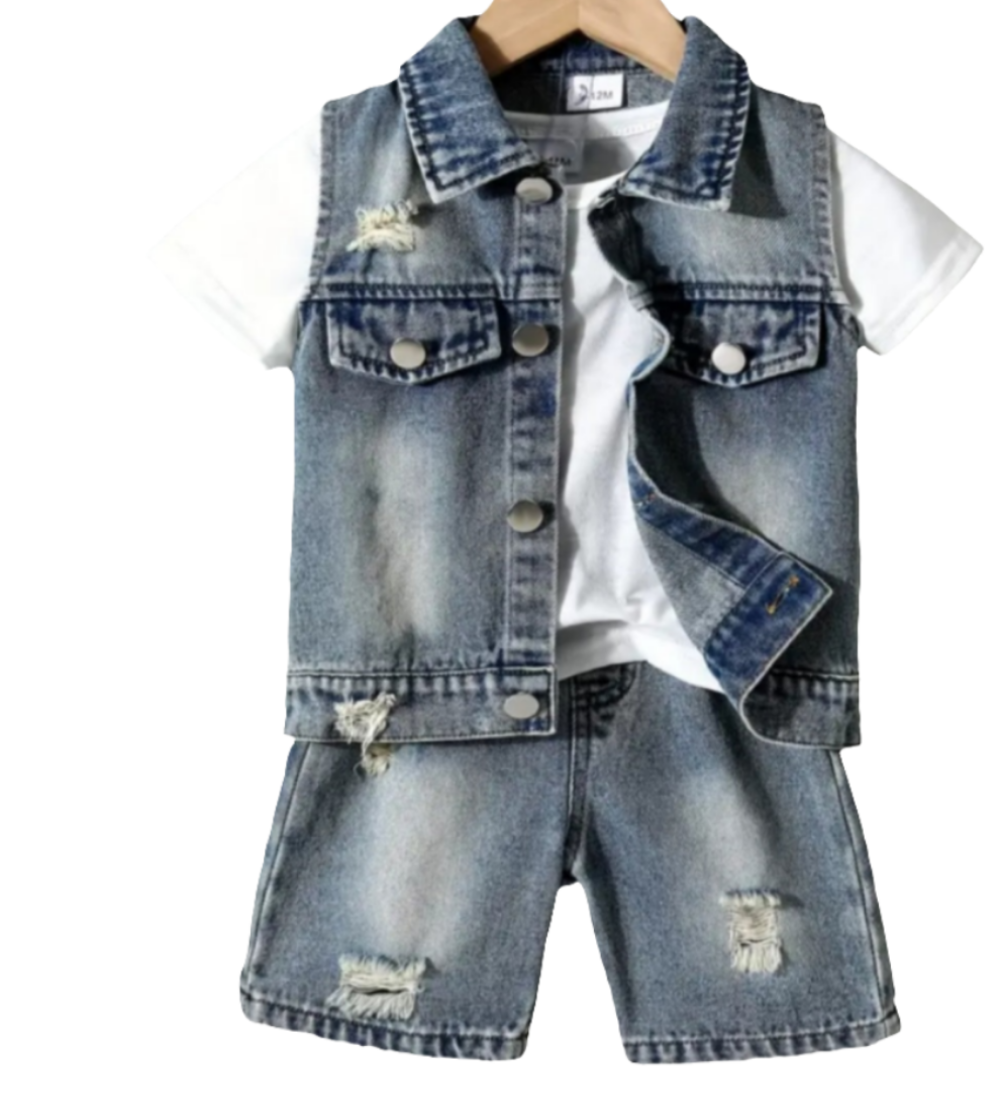 Denim gilet en denim short