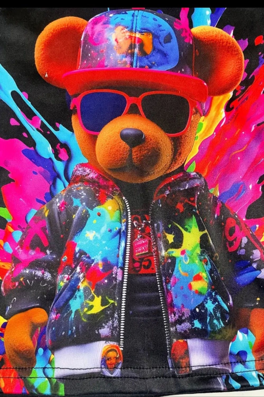 Set voor de zomer: shirt met short met beer zwart met verf