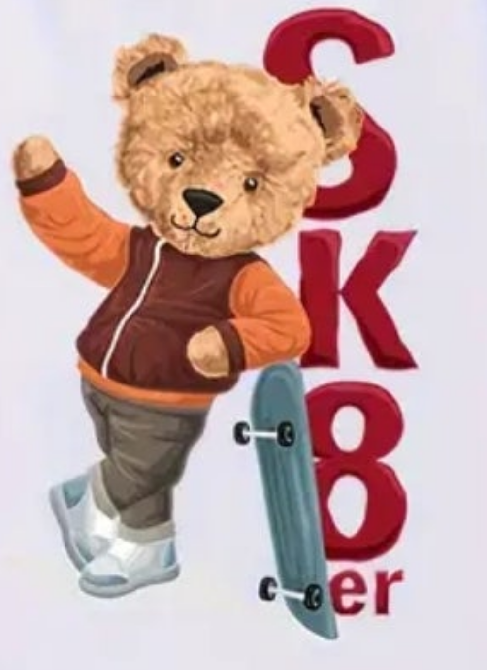 tshirt wit voor jongens: skatebeer