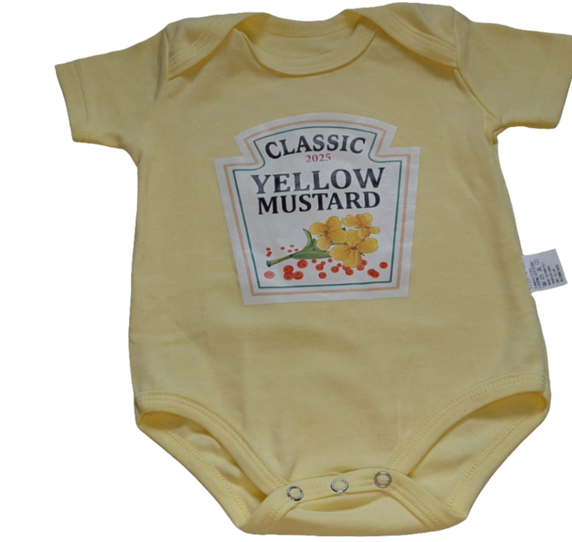 Katoenen romper geel: "Yellow Mustard"