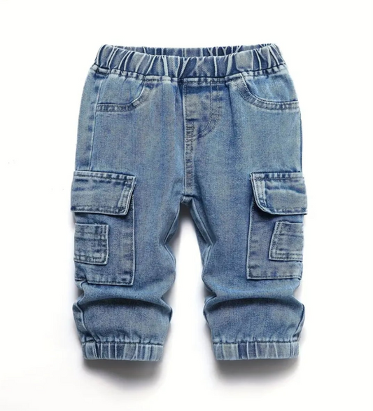 denim cargo broek met zakken