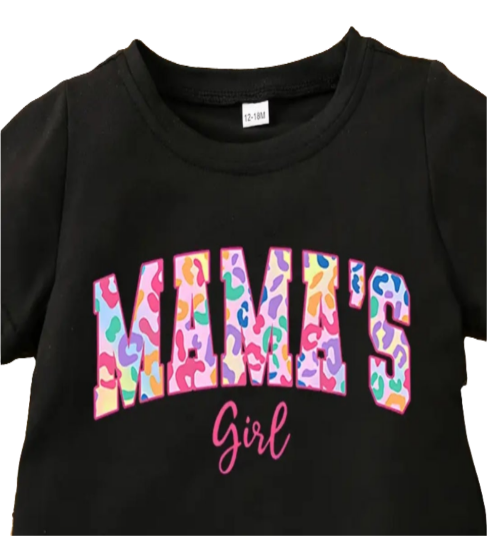 T-shirt zwart voor meisje: MAMA'S GIRL "