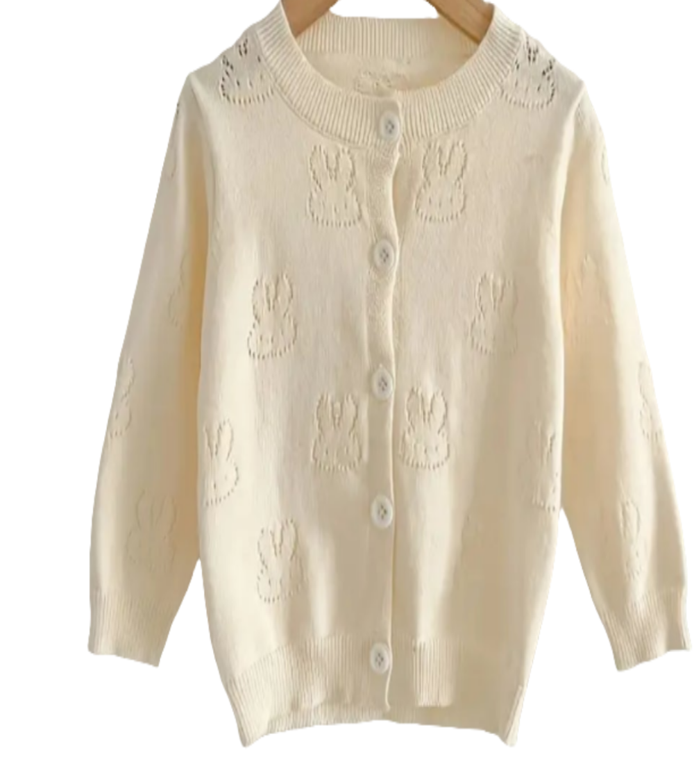 Katoenen vest met konijntjes in reliëf 