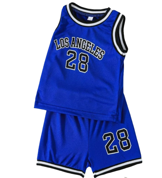 Basketball  Singlet met short "Los Angeles 28" blauw