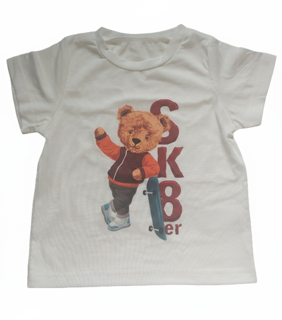 tshirt wit voor jongens: skatebeer