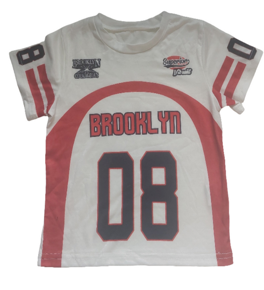 American Football Shirt wit met rood Brooklyn