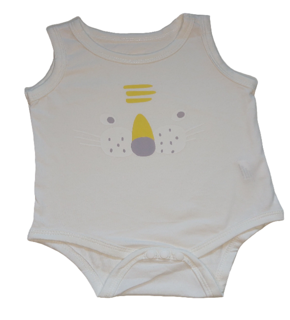 Katoenen romper wit :dierengezicht