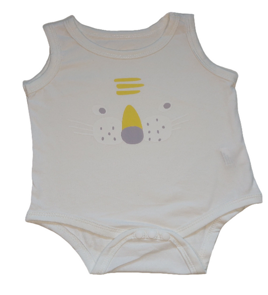 Katoenen romper wit :dierengezicht