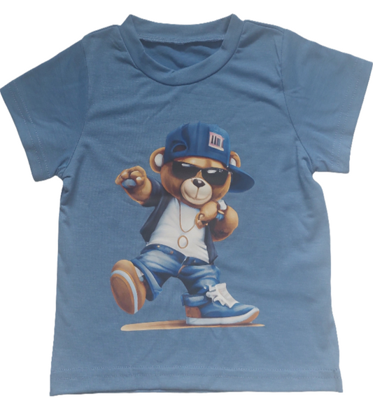 Tshirt blauw voor jongens : Skate beer