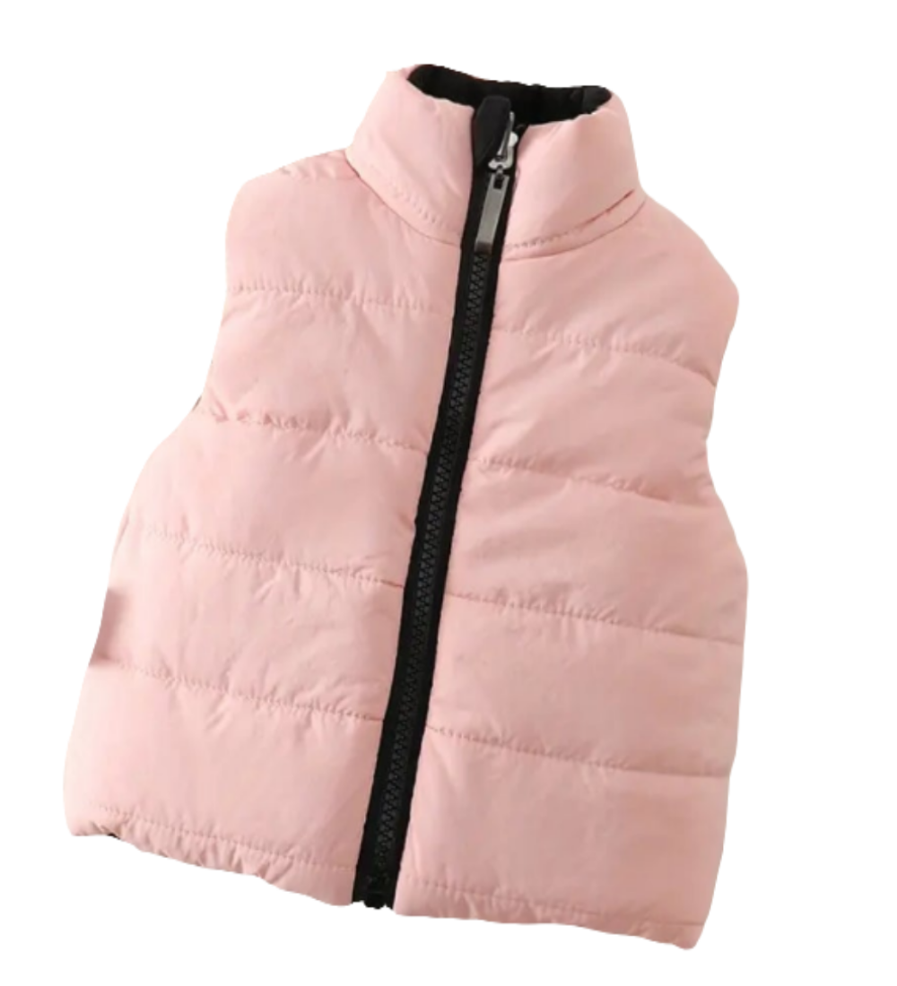 Bodywarmer in zwart/roze ( tweezijdig te gebruiken)