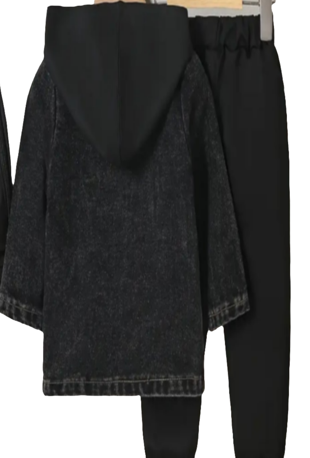 Denim set zwart: jack met capuchon en joggingbroek