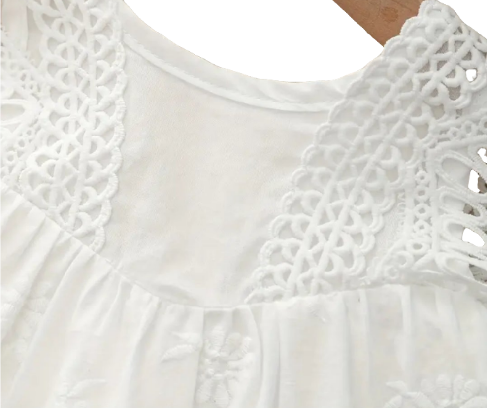 Broderie/kanten jurkje met romper ( Leuk met de broderie ballerina's)