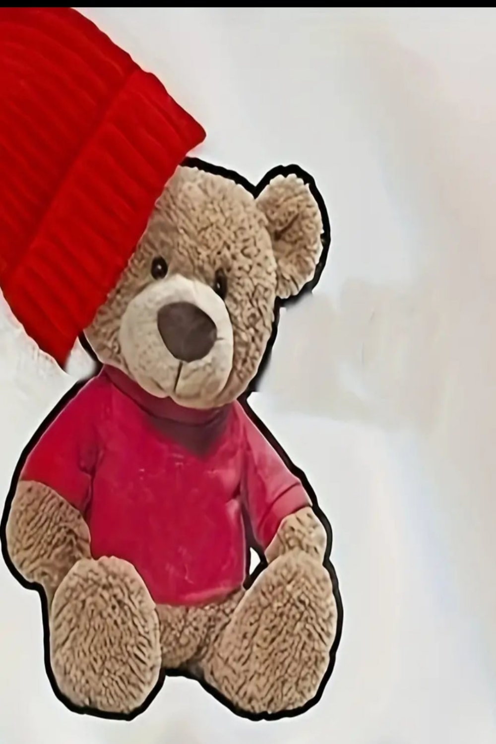 Joggingpak witte sweater met 3d beer en rode joggingbroek en muts