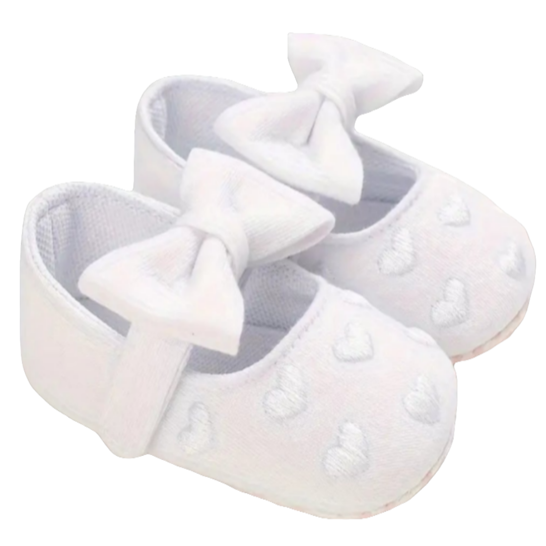 Sandaal van stof met hartjes en een strik