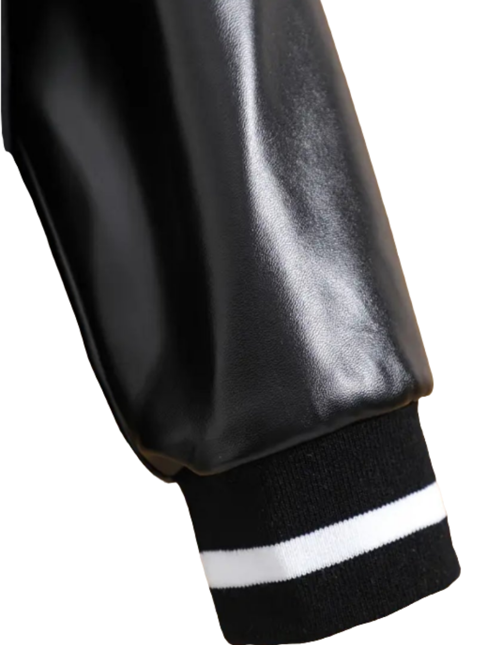 Baseballjack"B" met pu leren accenten