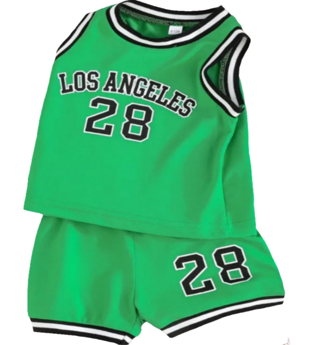 Basketball  Singlet met short "Los Angeles 28" groen
