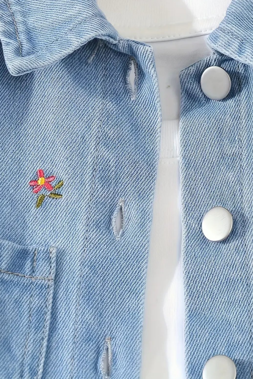 Denim jack met bloemetjes