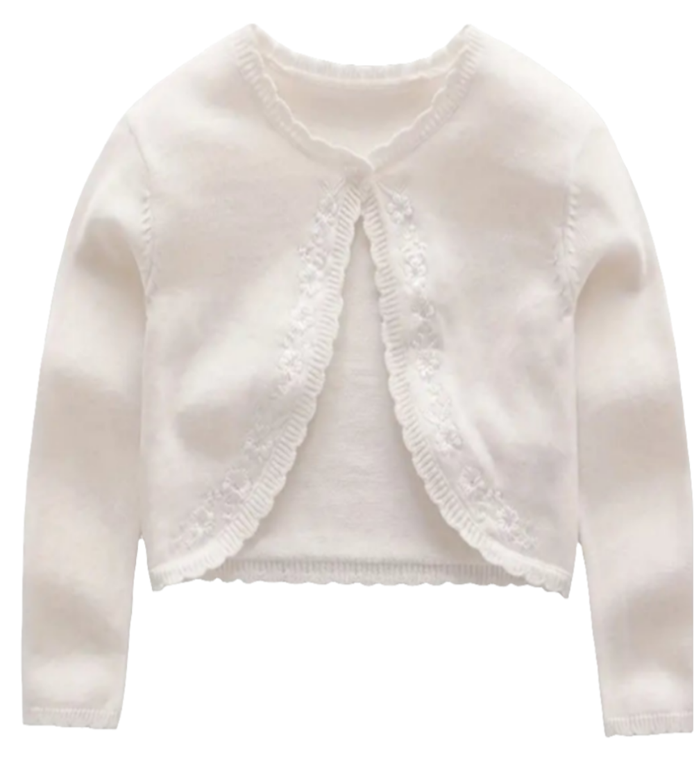 vestje wit boleromodel met geborduurde bloemetjes