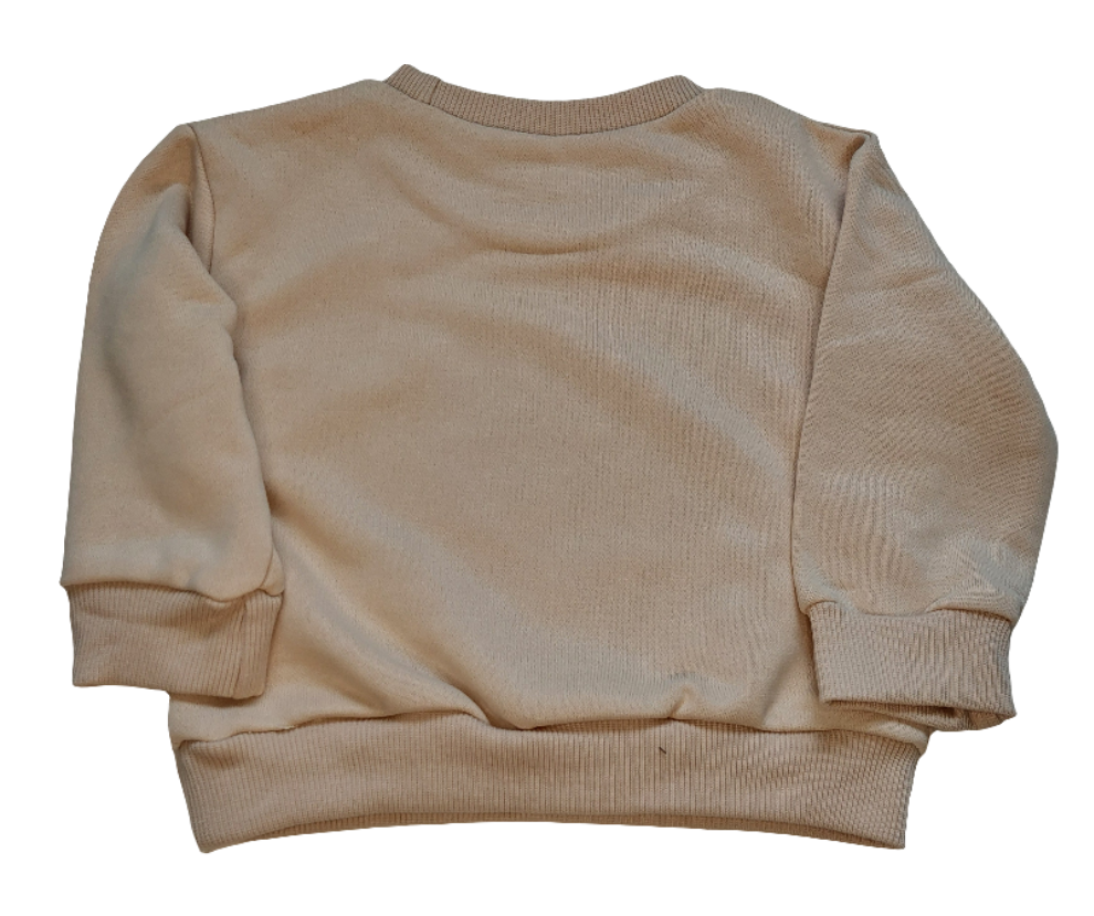 sweater beige met 2 witte hartjes