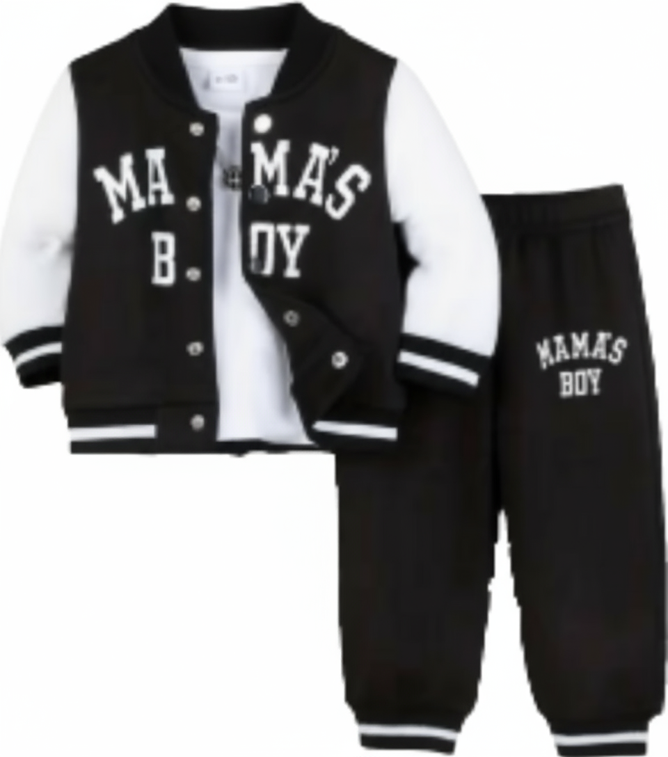 Baseball joggingpak "MAMA'S BOY" zwart/wit
