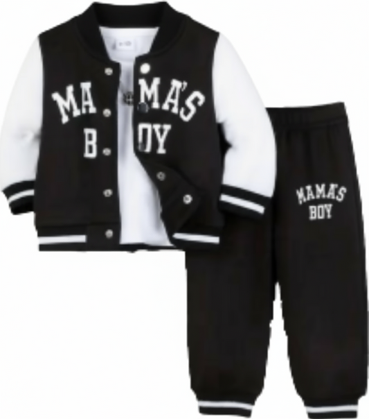 Baseball joggingpak "MAMA'S BOY" zwart/wit