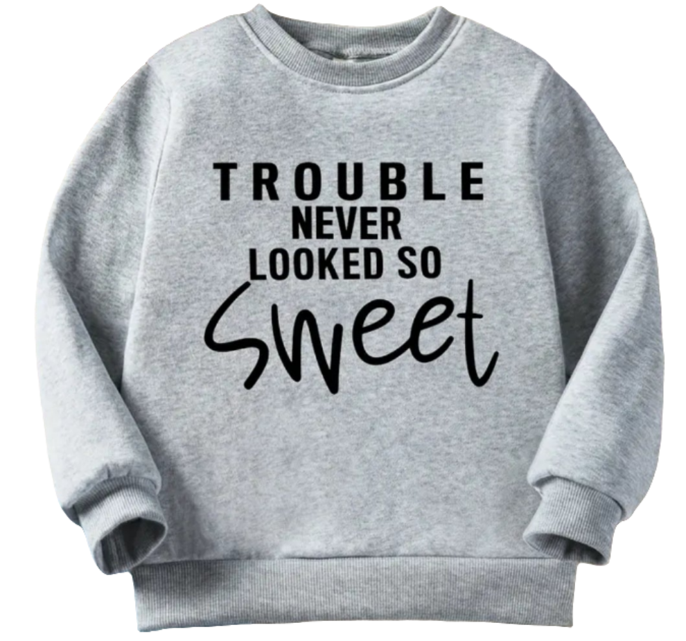 sweater"Trouble" in beige, groen of  leverbaar 