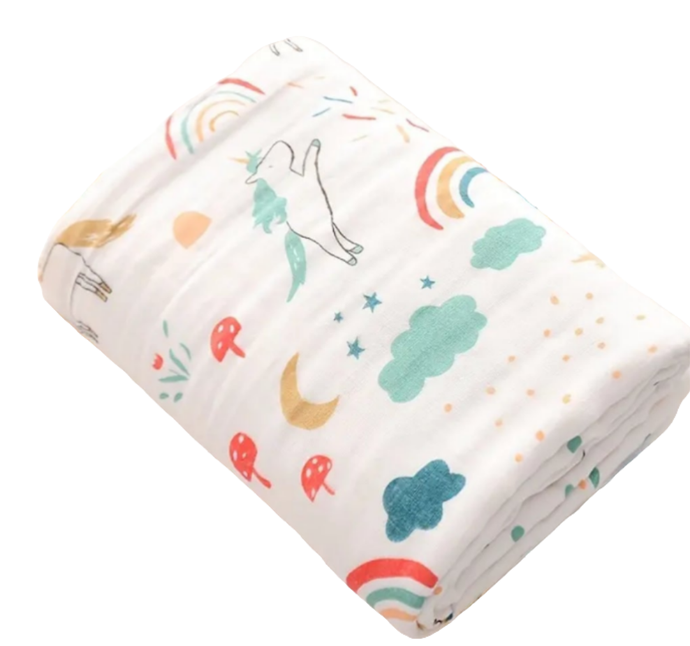 hydrofiele doek: walvis, dino, regenboog en aardbei