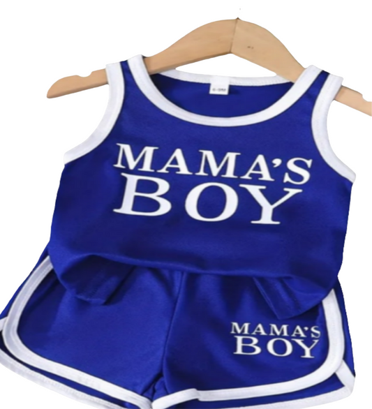 Basketball  Singlet en short "MAMA'S BOY" blauw/wit