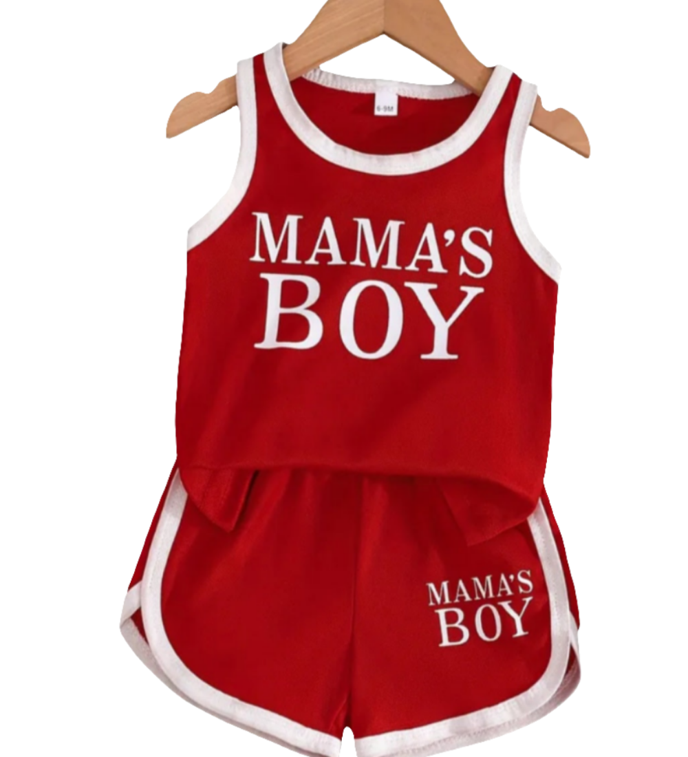 Basketball   Singlet en short "MAMA'S BOY" rood/wit