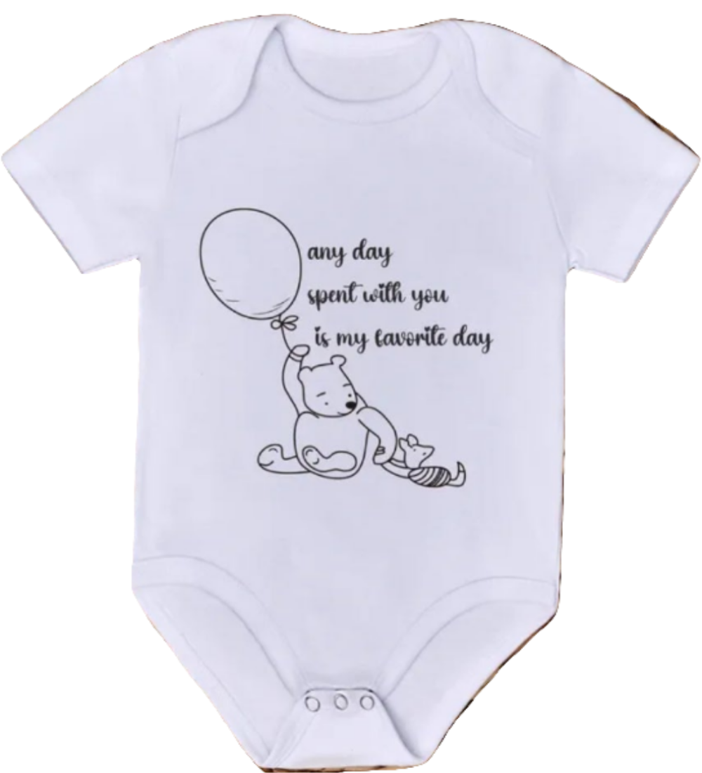 Katoenen romper met tekst :"Any day spent with you"