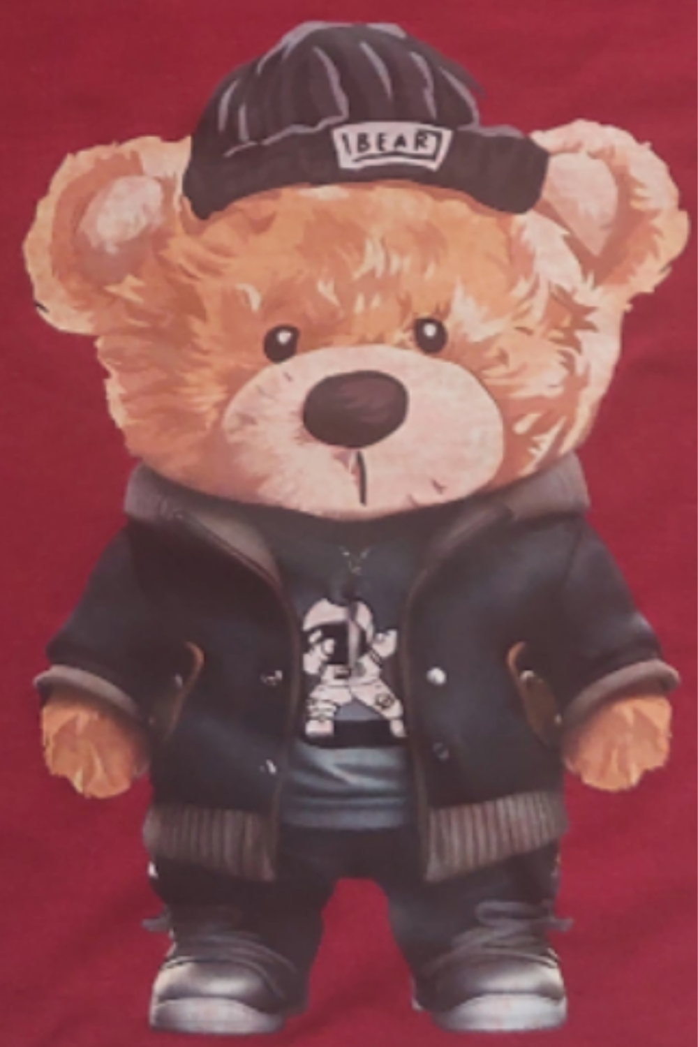 T-shirt rood voor jongens: stoere beer