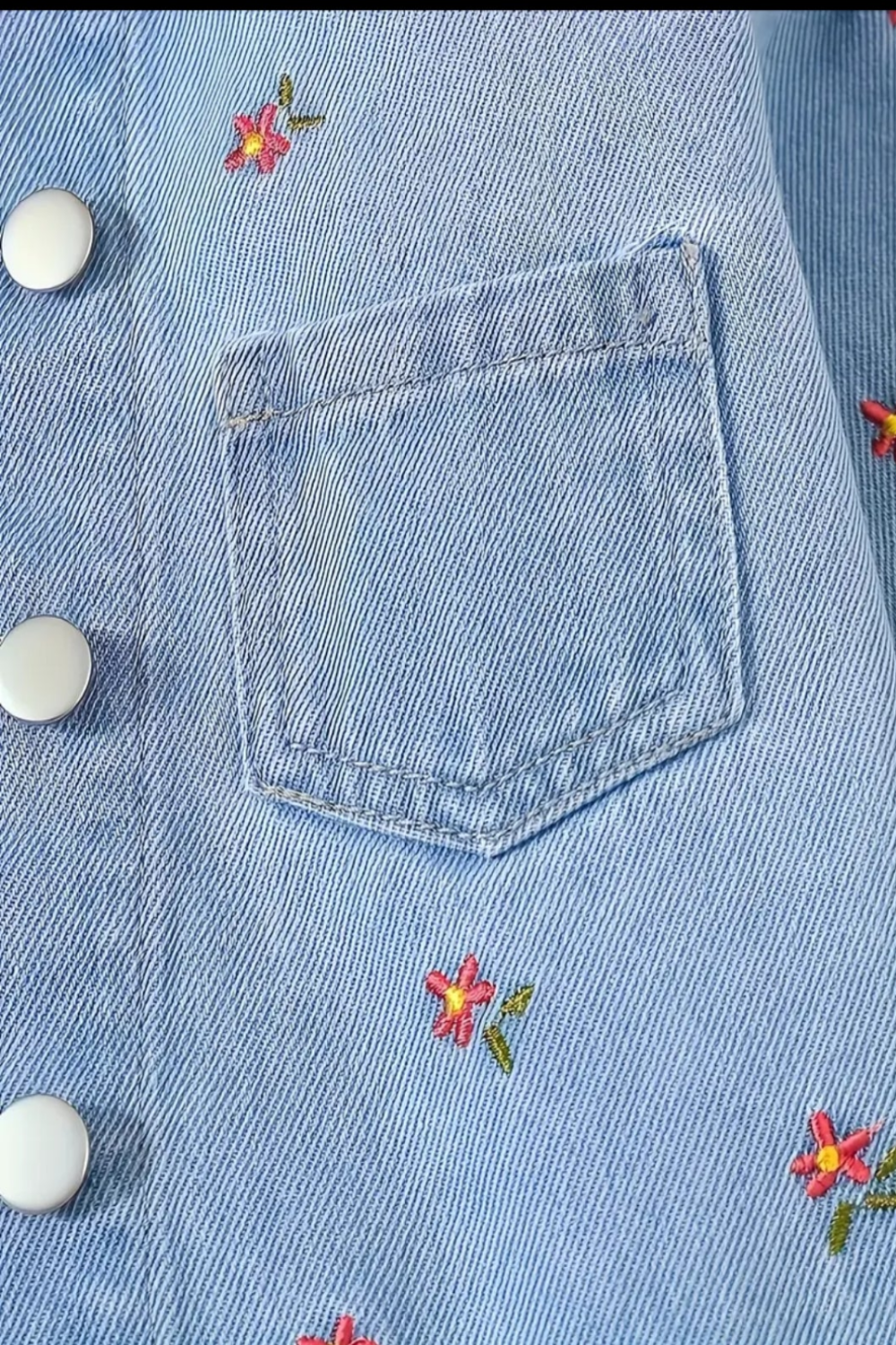 Denim jack met bloemetjes