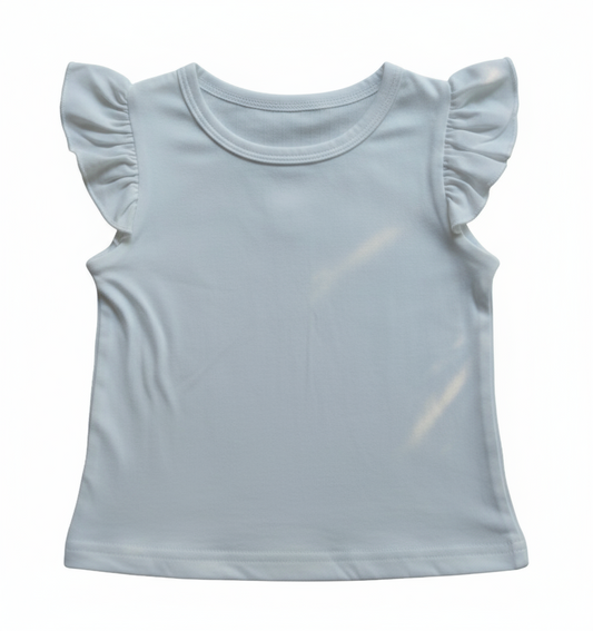 shirt wit met ruches op de schouders ( leuk te combineren met de shorts)