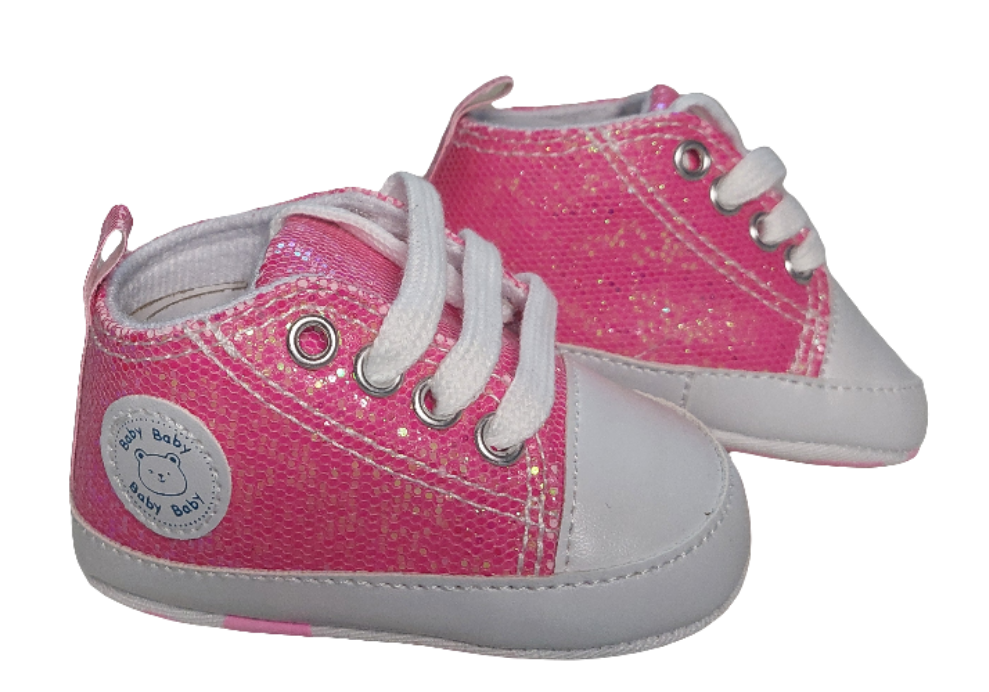 gympen in glitterstof fel roze of lila