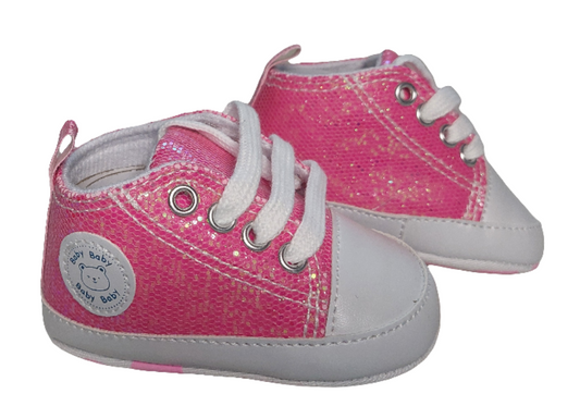 gympen in glitterstof fel roze of lila