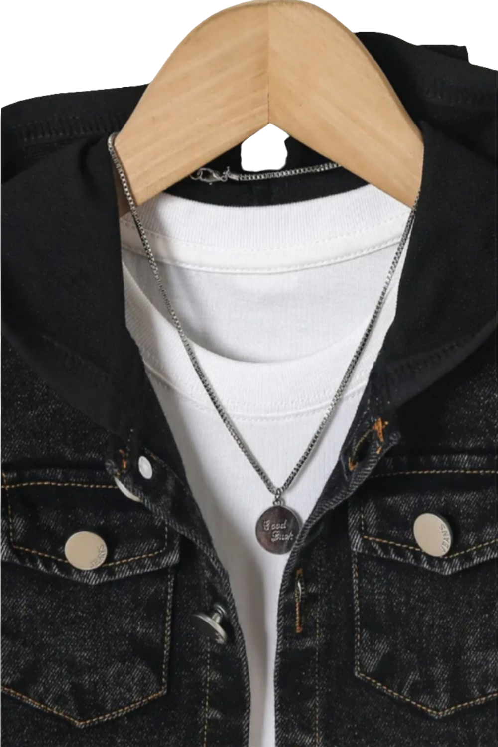 Denim set zwart: jack met capuchon en joggingbroek