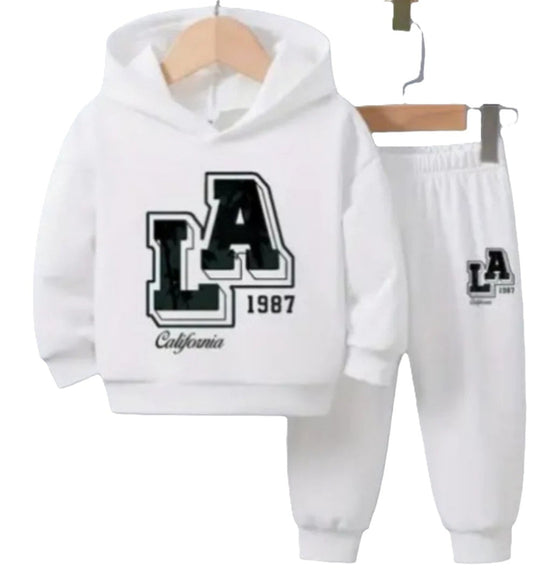 Joggingpak met capuchon met tekst "LA 1987"