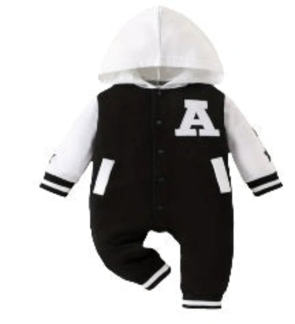 Baseball Jumpsuit "A" zwart/wit