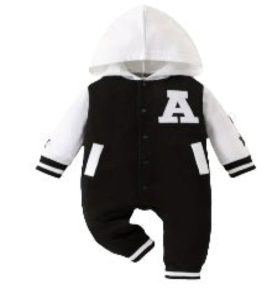 Baseball Jumpsuit "A" zwart/wit