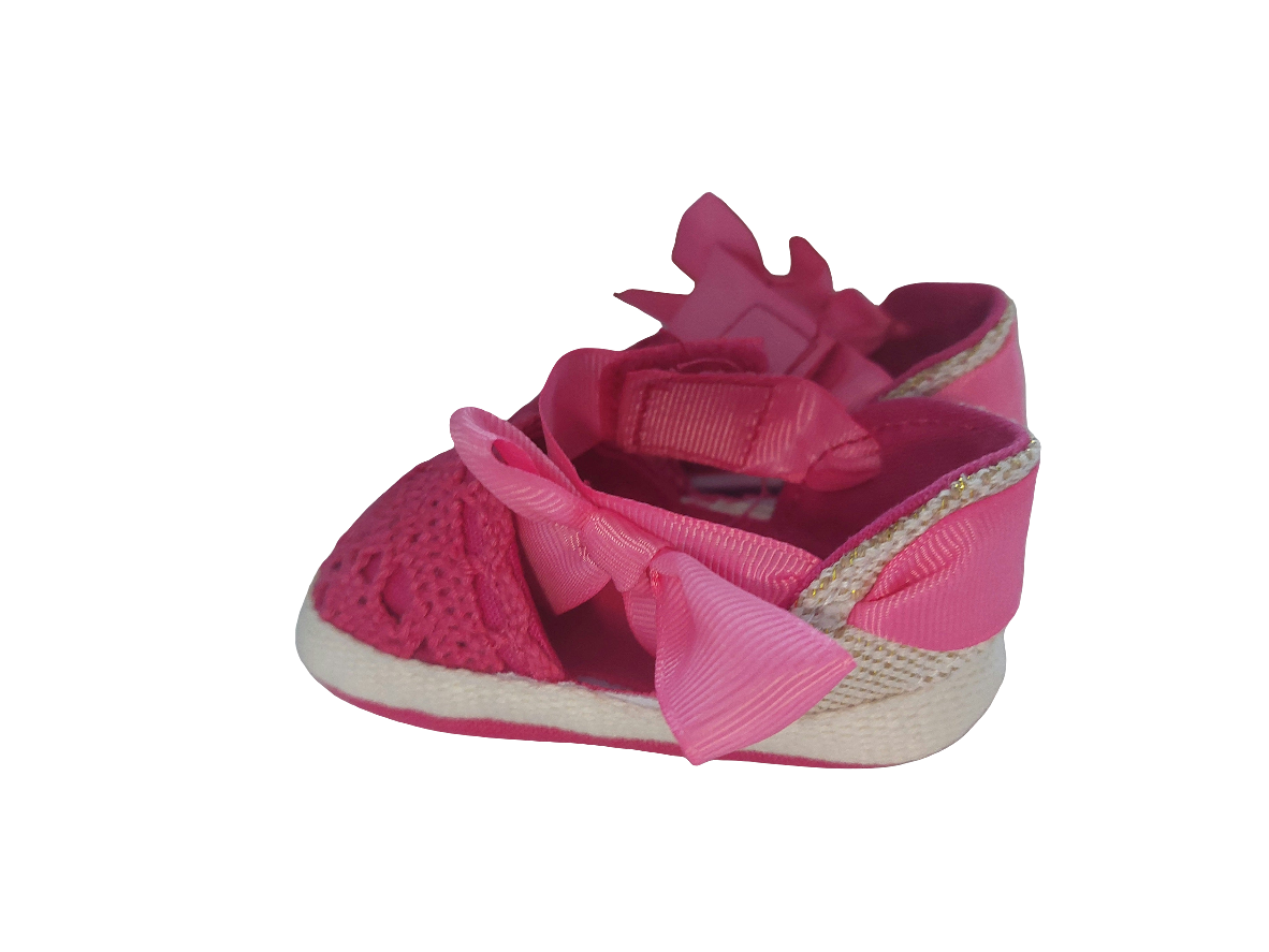 Katoenen roze instapper met strik