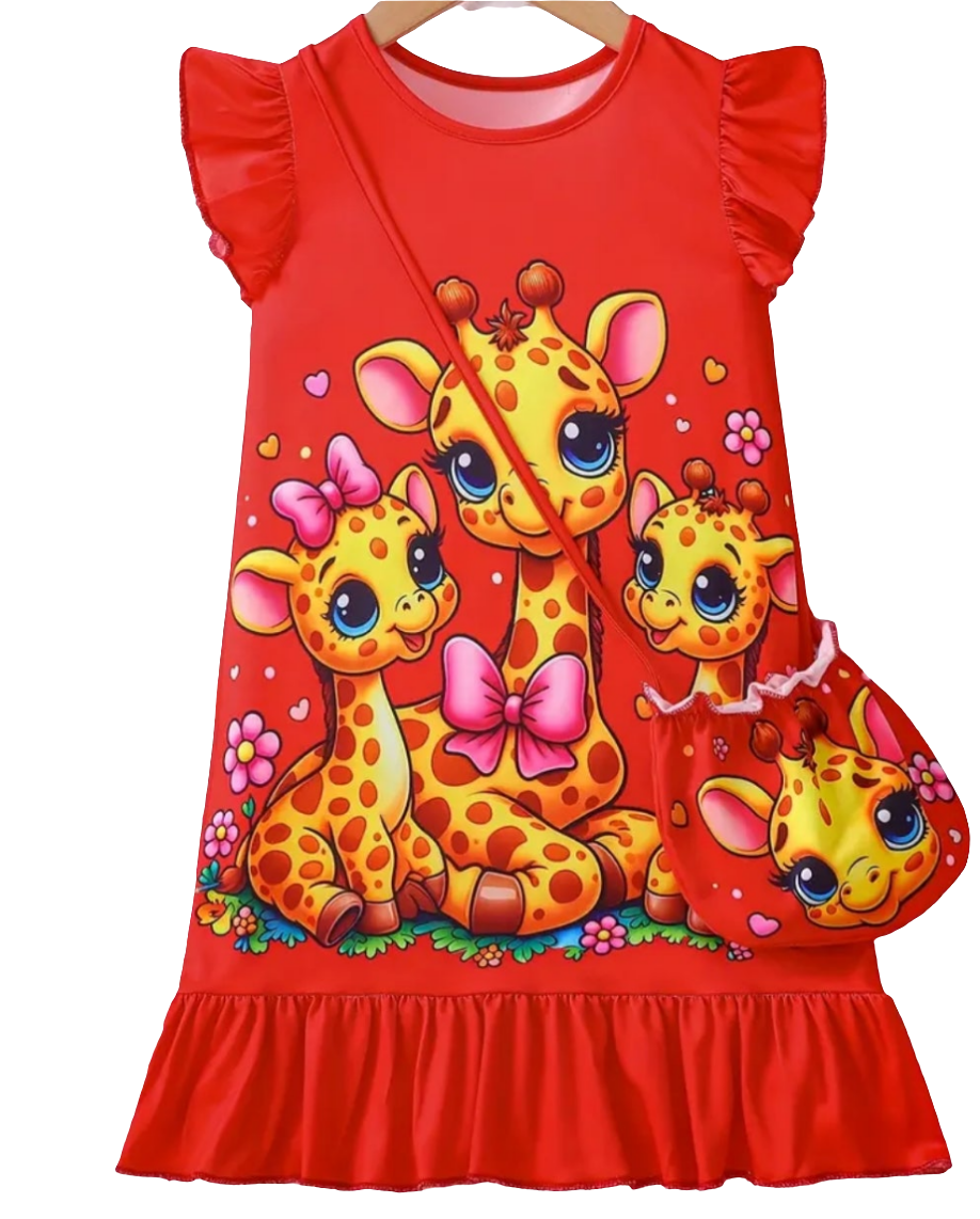 jurkje met tasje met giraffes