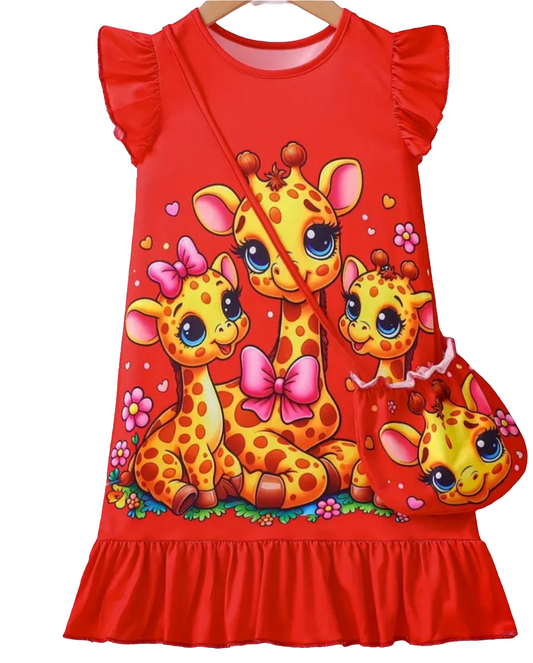 jurkje met tasje met giraffes