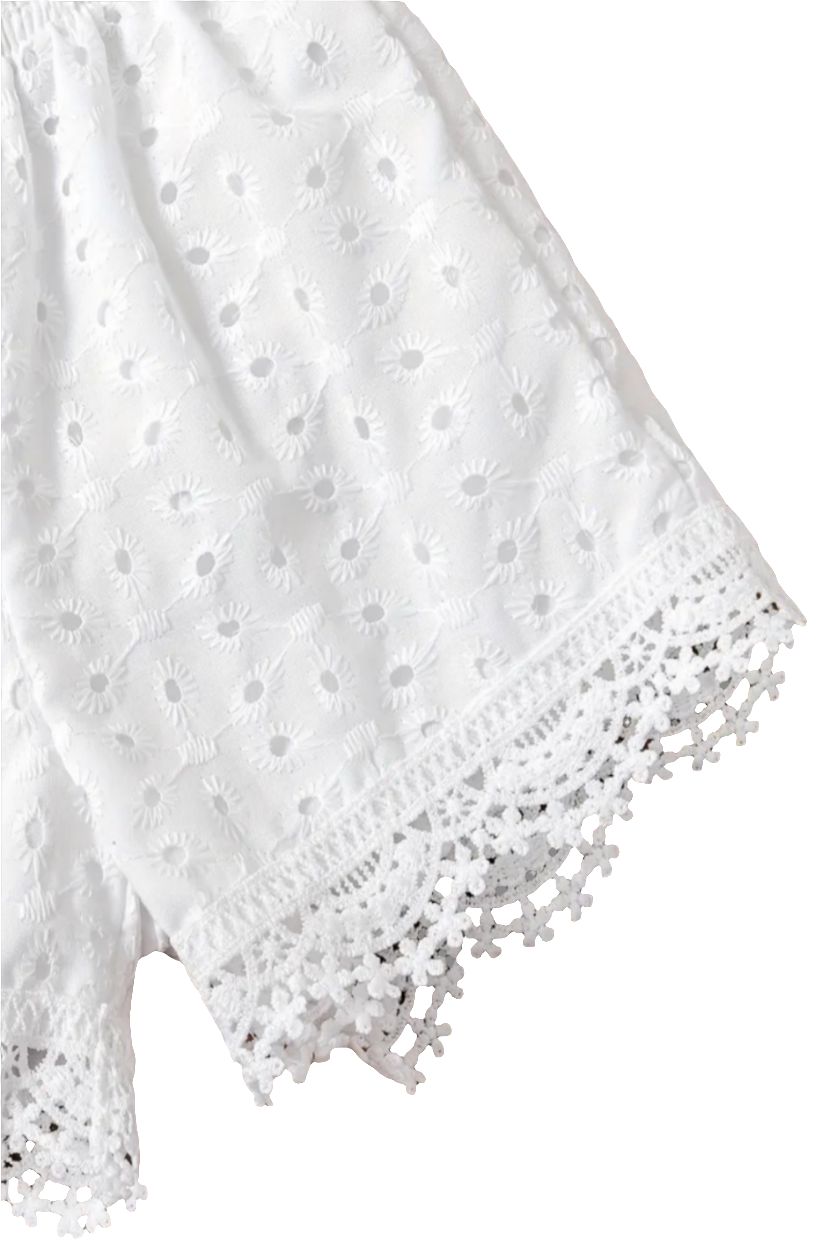 Set: Shirt met short van broderie met kant (te combineren met de broderie schoentjes)