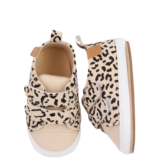 gymp beige pu leer panterprint en klittenband