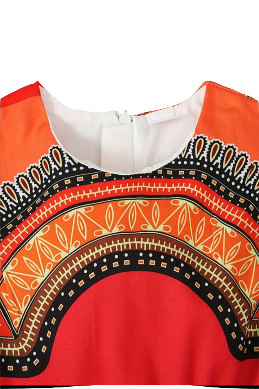 Boho stijl overall oranje rood met batik print